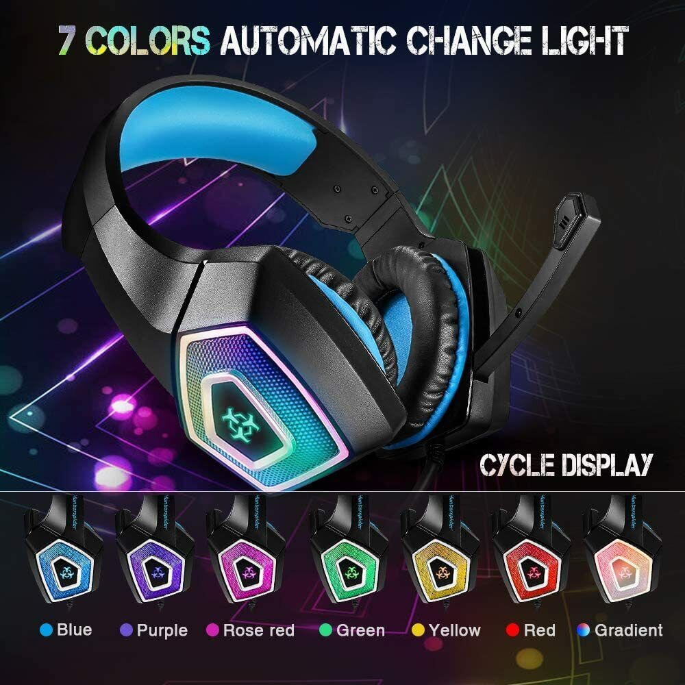 Hunterspider Gaming Headset MIC LED Headphone V1 for PC Laptop PS4 Xbox One NS