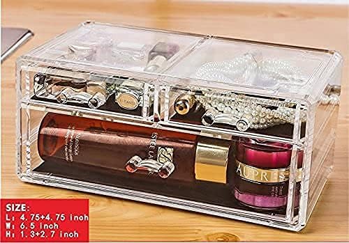 display4top 7 Drawers Jewellery Storage Box Acrylic Cosmetics Lipsticks Make Up Organiser Holder Box (Clear), Dressing Table/Bathroom Counter, Vanity Display Case for Brushes, Lotions, Lipsticks, Nail Polishs