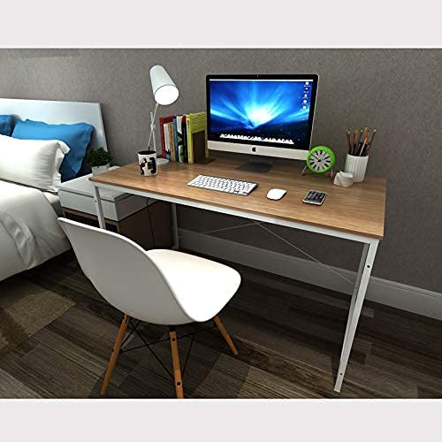 Computer Desk Light Oak+White Office Desk Workstation Sleek Design Study Writing Desk