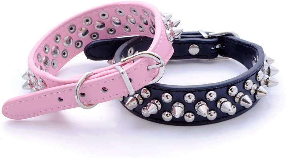 Clearance Sale | Spiked Dog Collar Soft Pu Leather Mushrooms Rivet Spike Studded Puppy Adjustable Spiky Stud Cat Collars Kitty Terrier Pet For French Bulldog Pug Dog Bull Pitbull