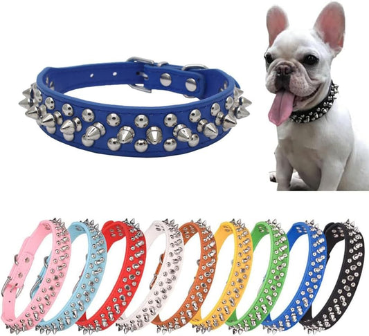 Clearance Sale | Spiked Dog Collar Soft Pu Leather Mushrooms Rivet Spike Studded Puppy Adjustable Spiky Stud Cat Collars Kitty Terrier Pet For French Bulldog Pug Dog Bull Pitbull