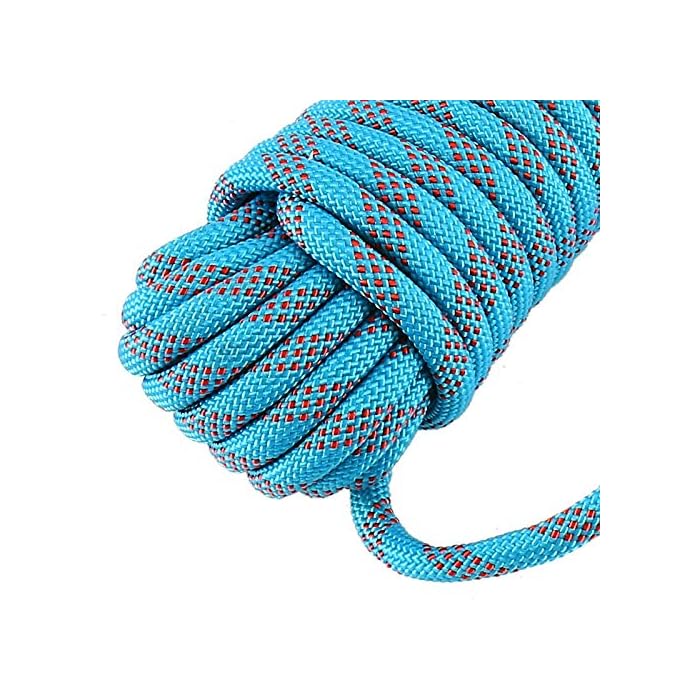 KXS 10M/20M/30M Length Professional Climbing Rope Rappelling Abseiling Rope Outdoor Excursions Accessories 12mm Diameter 12KN Escape High Resistance Rope With Two Carabiners