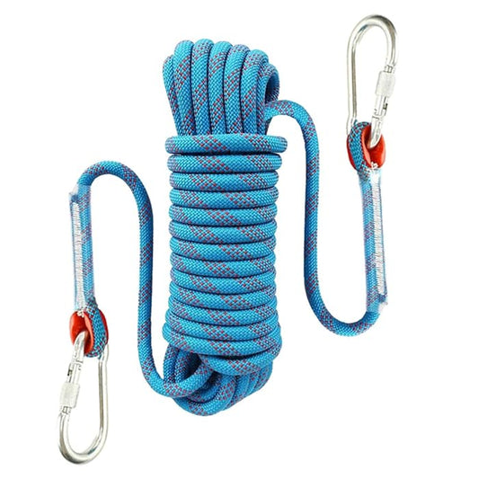 KXS 10M/20M/30M Length Professional Climbing Rope Rappelling Abseiling Rope Outdoor Excursions Accessories 12mm Diameter 12KN Escape High Resistance Rope With Two Carabiners