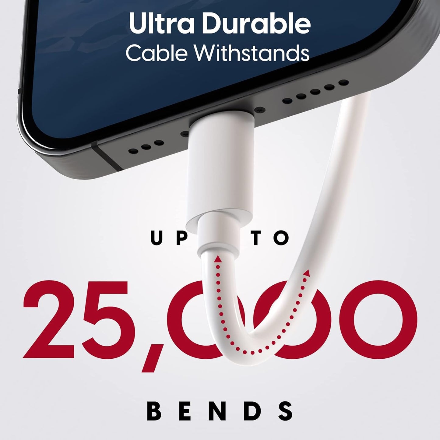 USB to Lightning Car Charging Cable, Compatible with Apple iPhone 14/13/12/11/XR/XS/X/8/7/6 Plus/SE/iPad, White