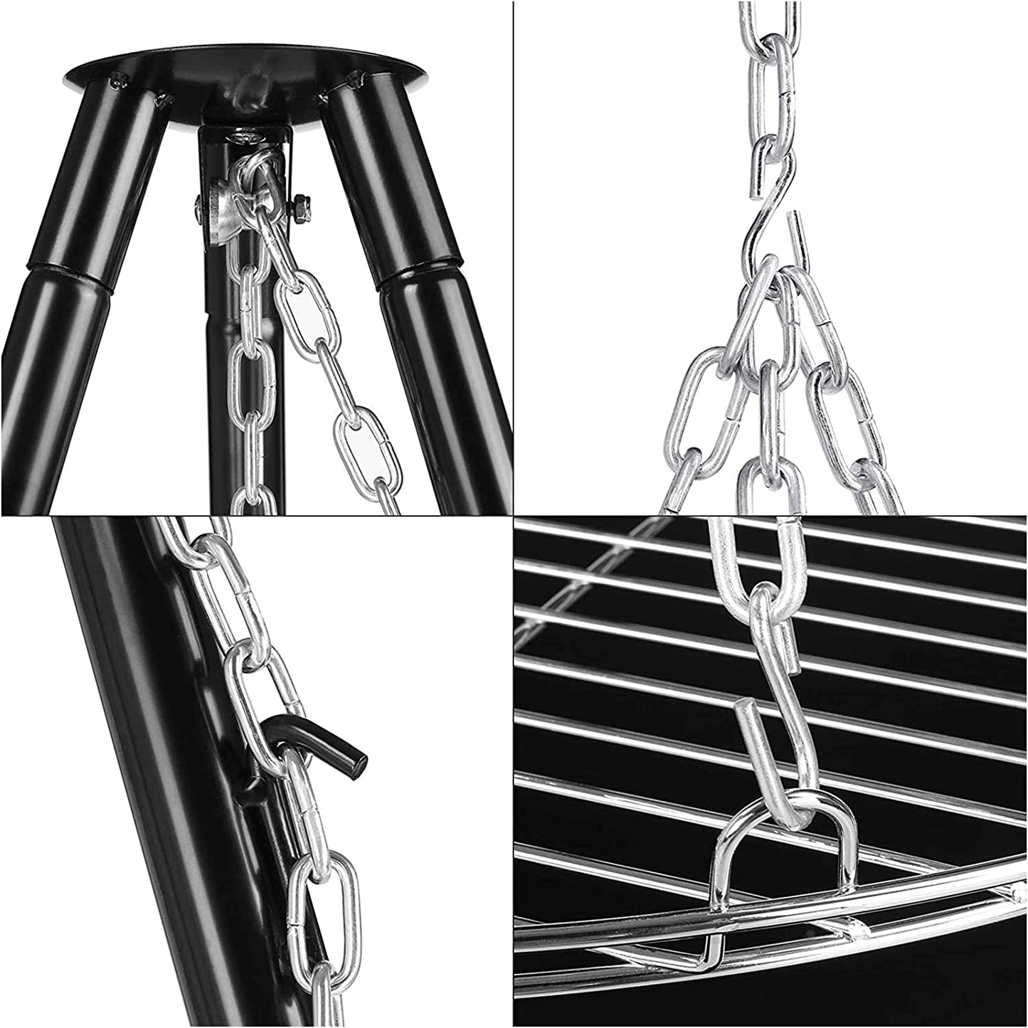 Femor Tripod Grill & Firepit Set, 54.5CM, TRIPOD 152CM AND ADJUSTABLE CHAIN