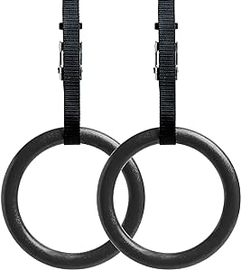 REEHUT Gymnastic Rings (2 Pcs, 4.5m long) Home Gym Set with Adjustable Straps, Metal Buckles & Ebook - Non-Slip - Great for Workout, Strength Training, Fitness, Pull-Ups, and Dips