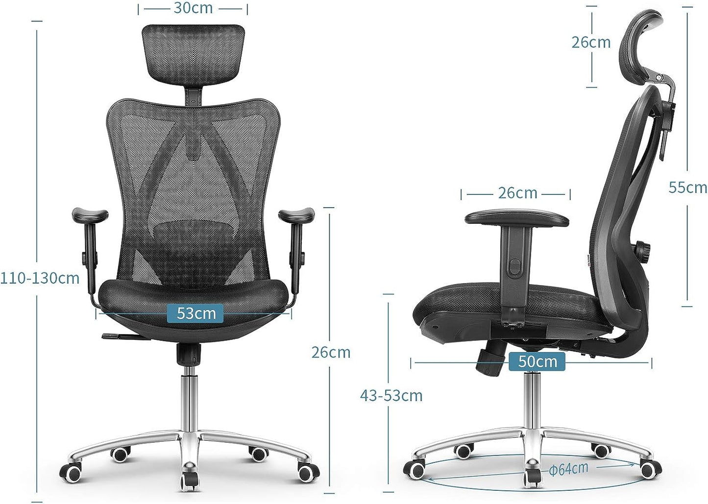 mfavour Ergonomic Office Chair Back Support, Adjustable Desk Chair M18-002