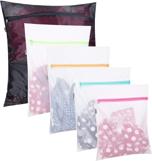 Set of 5 Mesh Laundry Bags-1 Extra Large, 2 Large & 2 Medium Bags Laundry,Travel Laundry Bag