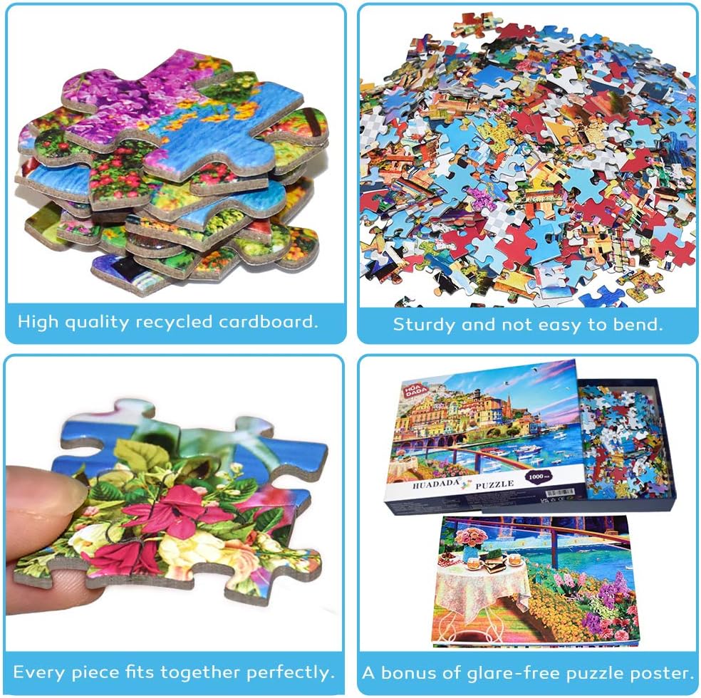 Jigsaw Puzzles 1000 Pieces for Adults | Seaside Town | 1000 Piece Puzzle Educational Games Home Decoration Puzzle