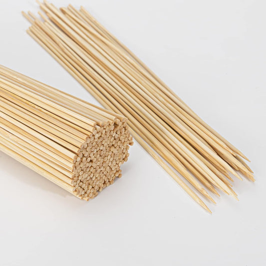 100 pcs Bamboo Skewers Sticks 10 Inch Wooden Skewers Sticks for Chocolate Fountain, BBQ，Appetizer, Cocktail, Kabob and Fruit