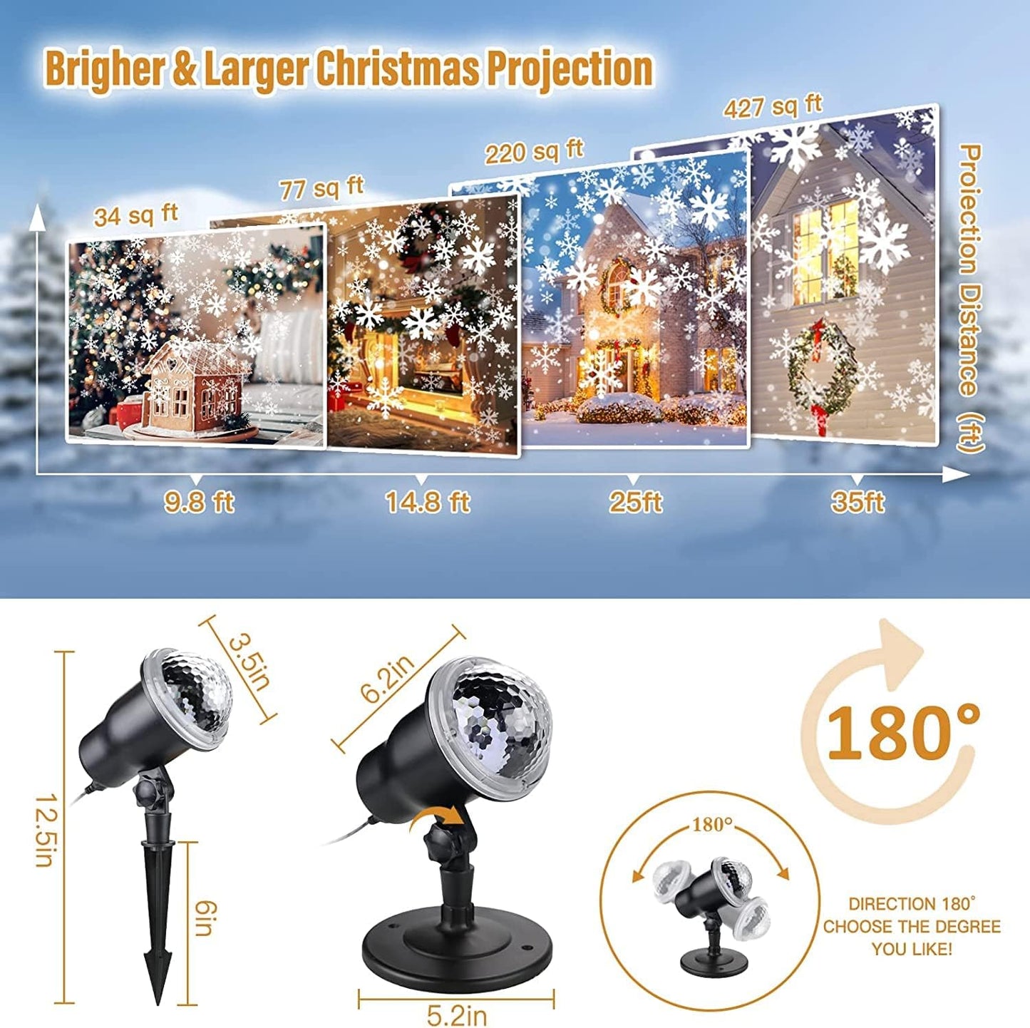 Christmas Projector Lights, Outdoor/Indoor LED Christmas Projector Lamp with Remote Control