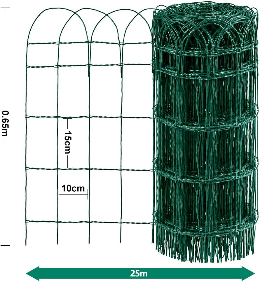 Garden Border Fence 0.65Mx25M Green Garden Border Fence 2.95mm Wire Diameter