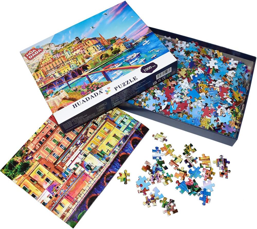 Jigsaw Puzzles 1000 Pieces for Adults | Seaside Town | 1000 Piece Puzzle Educational Games Home Decoration Puzzle