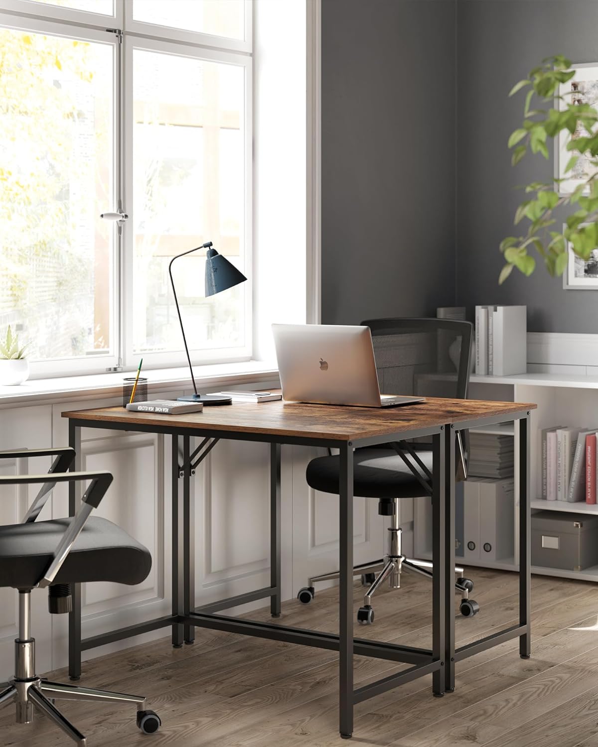 VASAGLE Computer Desk, Writing Desk, Small Office Table, 50 x 100 x 75 cm, Rustic Brown and Black