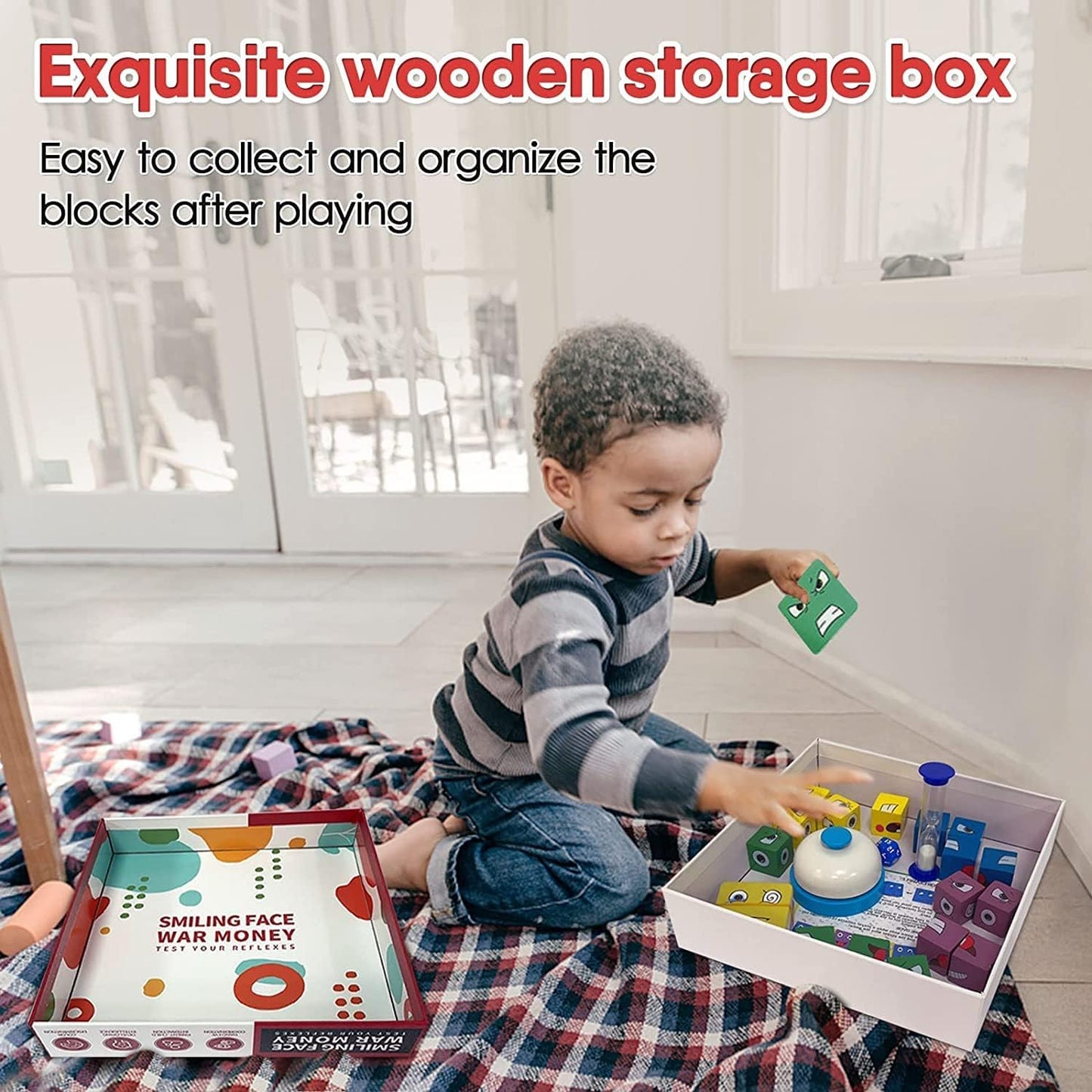 Family Game TubxVin Wooden Expressions Matching Block Puzzles Building Cubes Face Change Cube Game Parent-child Montessori Toys for Kids Ages 3-12 [Family Game for Kids & Adults]