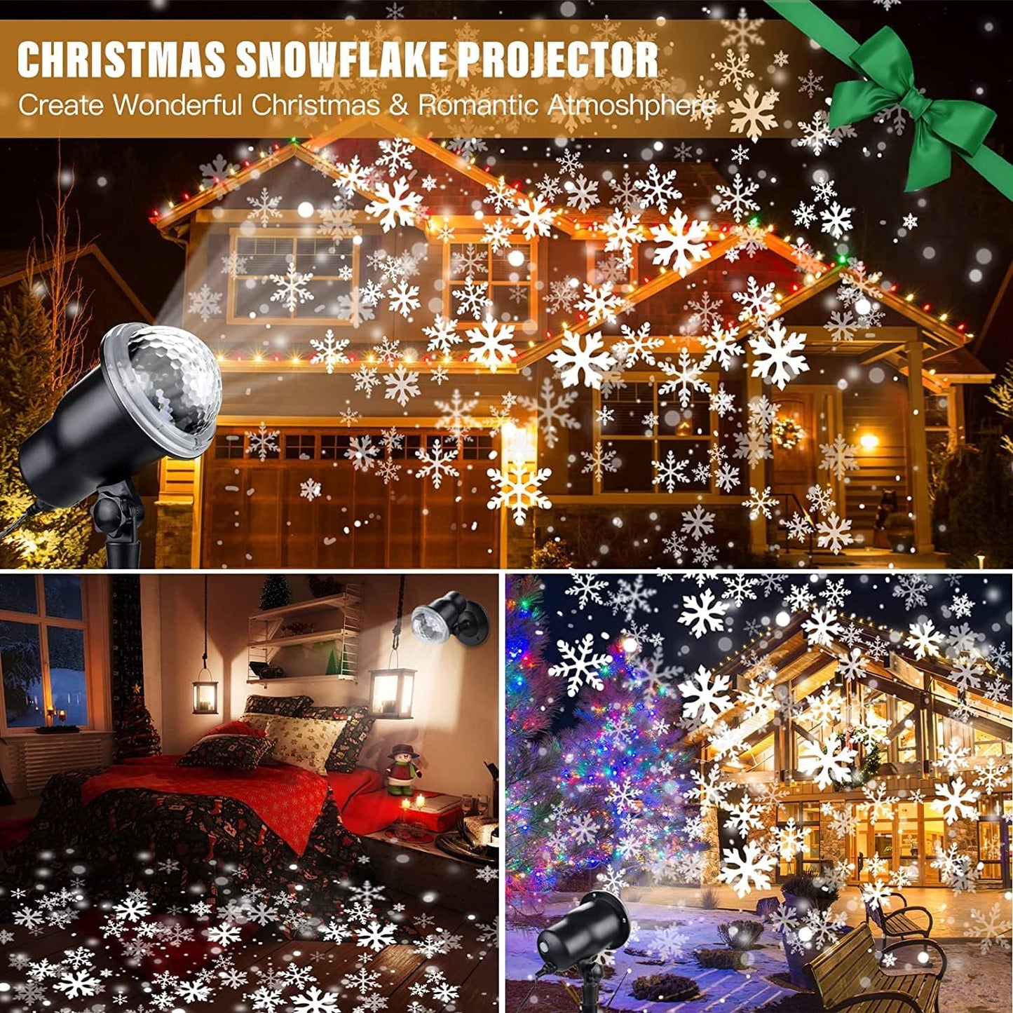 Christmas Projector Lights, Outdoor/Indoor LED Christmas Projector Lamp with Remote Control