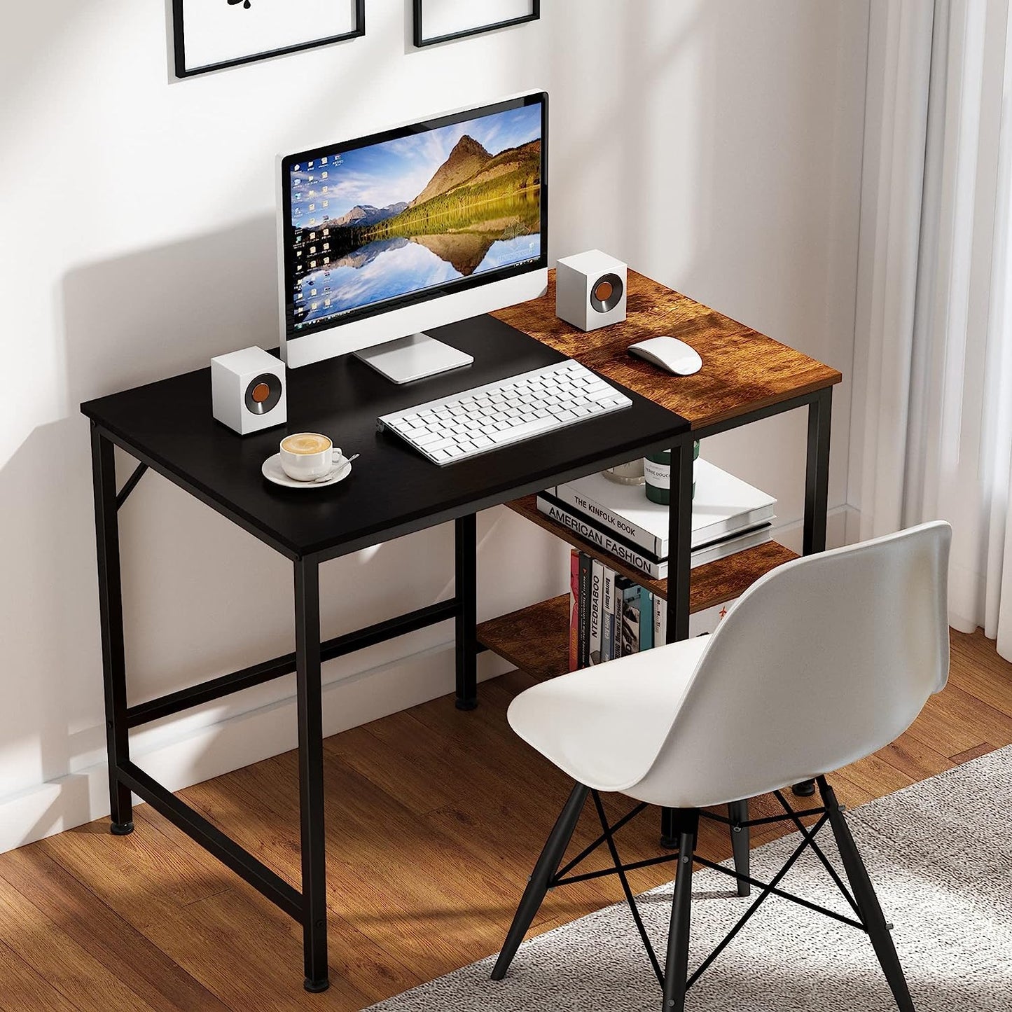 Computer Desk, Home Office Desk with 2 Shelves, Small Desks for student and worker, Study Table