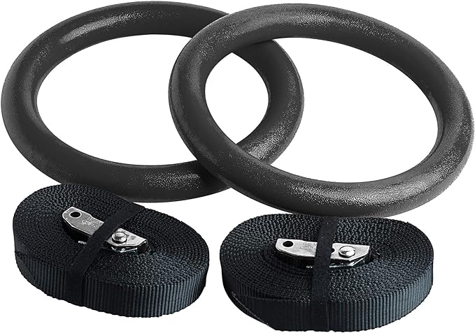 REEHUT Gymnastic Rings (2 Pcs, 4.5m long) Home Gym Set with Adjustable Straps, Metal Buckles & Ebook - Non-Slip - Great for Workout, Strength Training, Fitness, Pull-Ups, and Dips