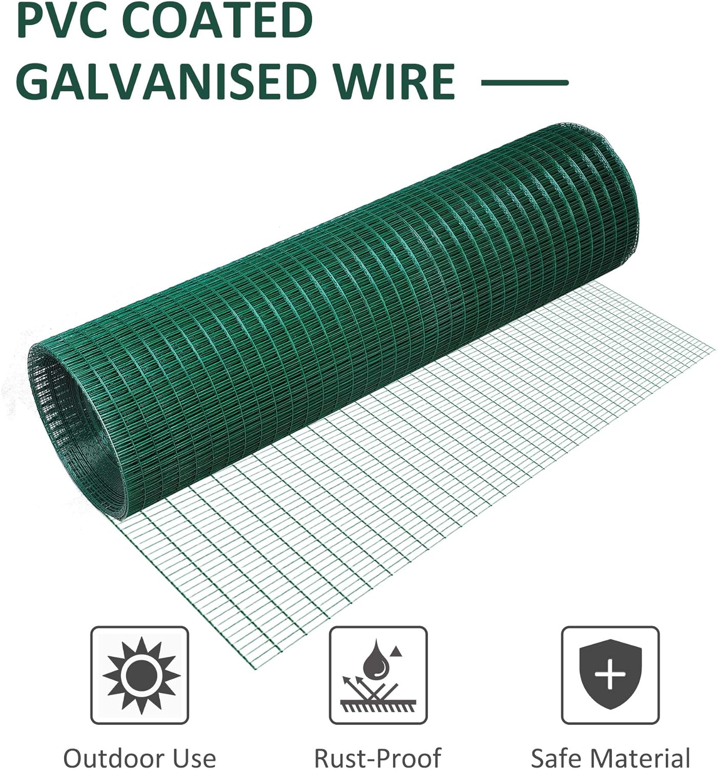 Hardware Cloth Pvc Coated Wire Mesh 6cm Mesh Green Vinyl Coated Fence Chicken Wire Fencing Chain Link Fence for Chicken Coop, Animal (Size : 1x30m)