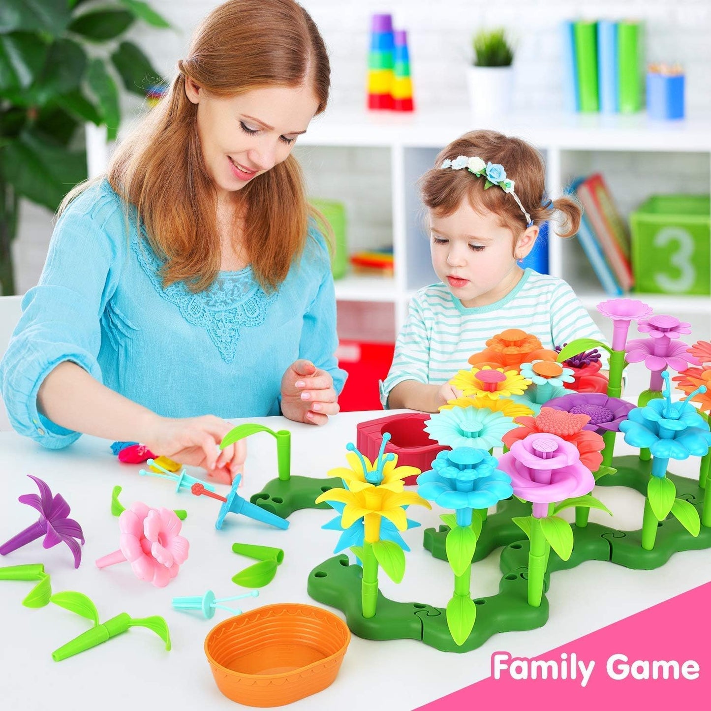 Garden Toys Gifts for 3 Year Old Girls - Flower Garden Building Toy Set 98 Pcs Build a Bouquet Floral Arrangement Playset Educational Creative Craft Toys for 3, 4, 5, 6 7 8 Year Old Toddlers Kids