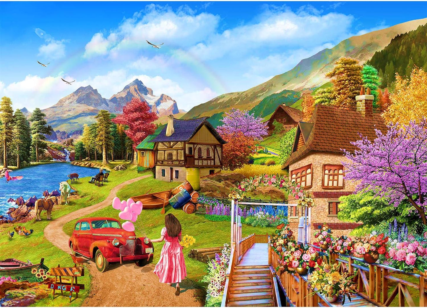 Jigsaw puzzles for All Age 1000 piece jigsaw puzzles for adults Challenging Game, christmas puzzle （lake house）