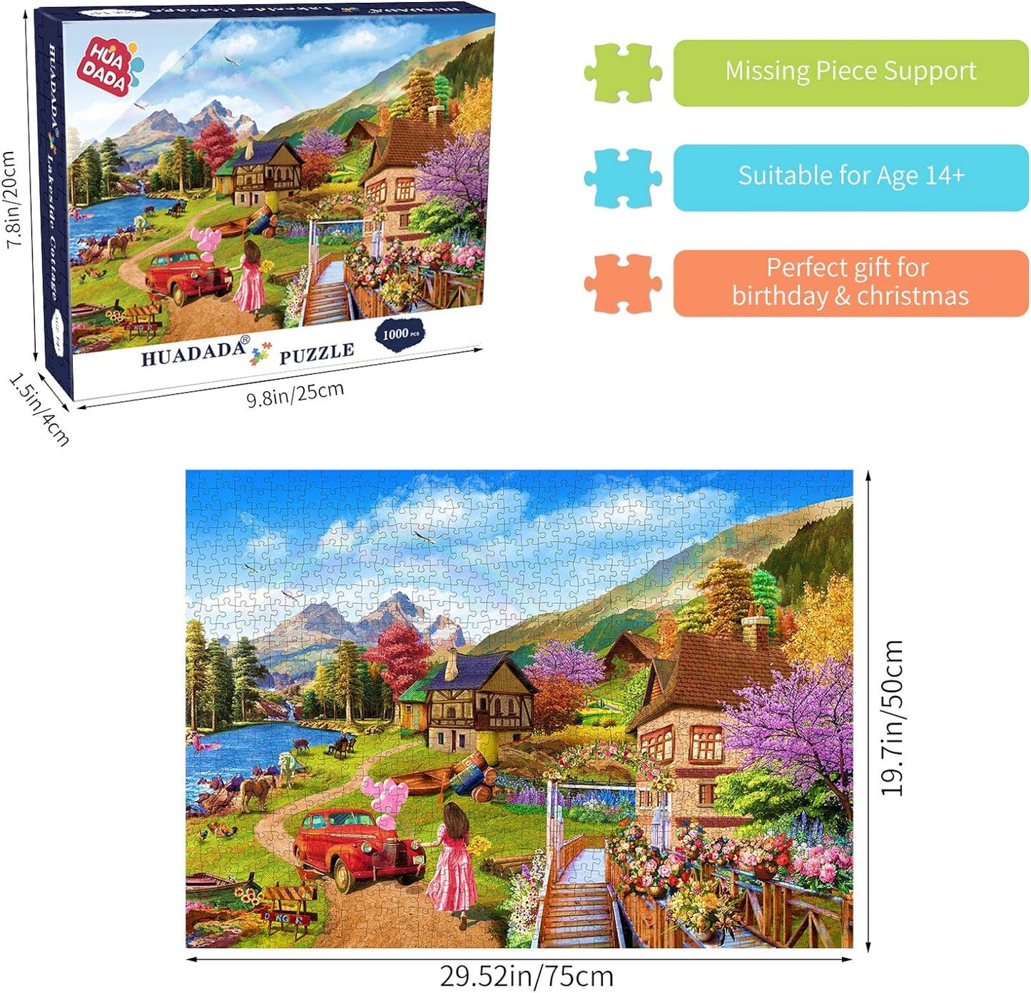 Jigsaw puzzles for All Age 1000 piece jigsaw puzzles for adults Challenging Game, christmas puzzle （lake house）