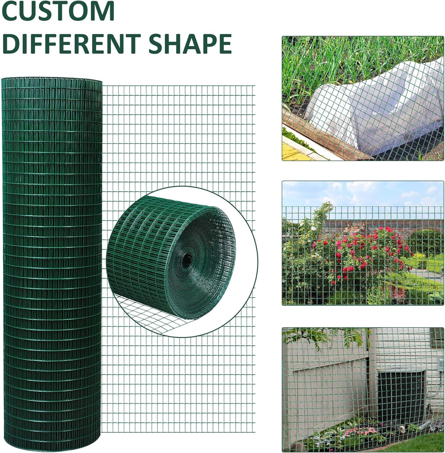 Hardware Cloth Pvc Coated Wire Mesh 6cm Mesh Green Vinyl Coated Fence Chicken Wire Fencing Chain Link Fence for Chicken Coop, Animal (Size : 1x30m)