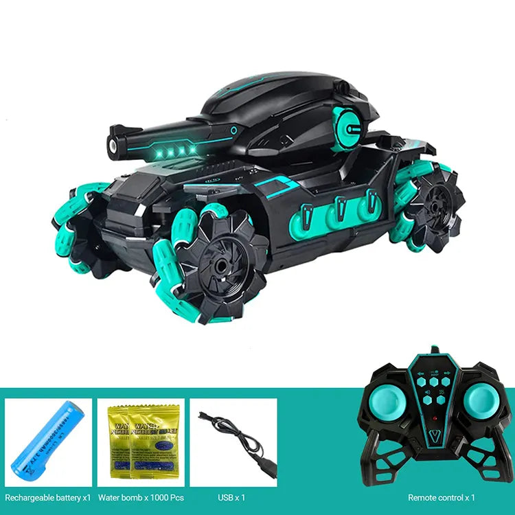 Electric Water Bomb RC Tank Toy with Light Sound Stunt Toy Grade Gifts