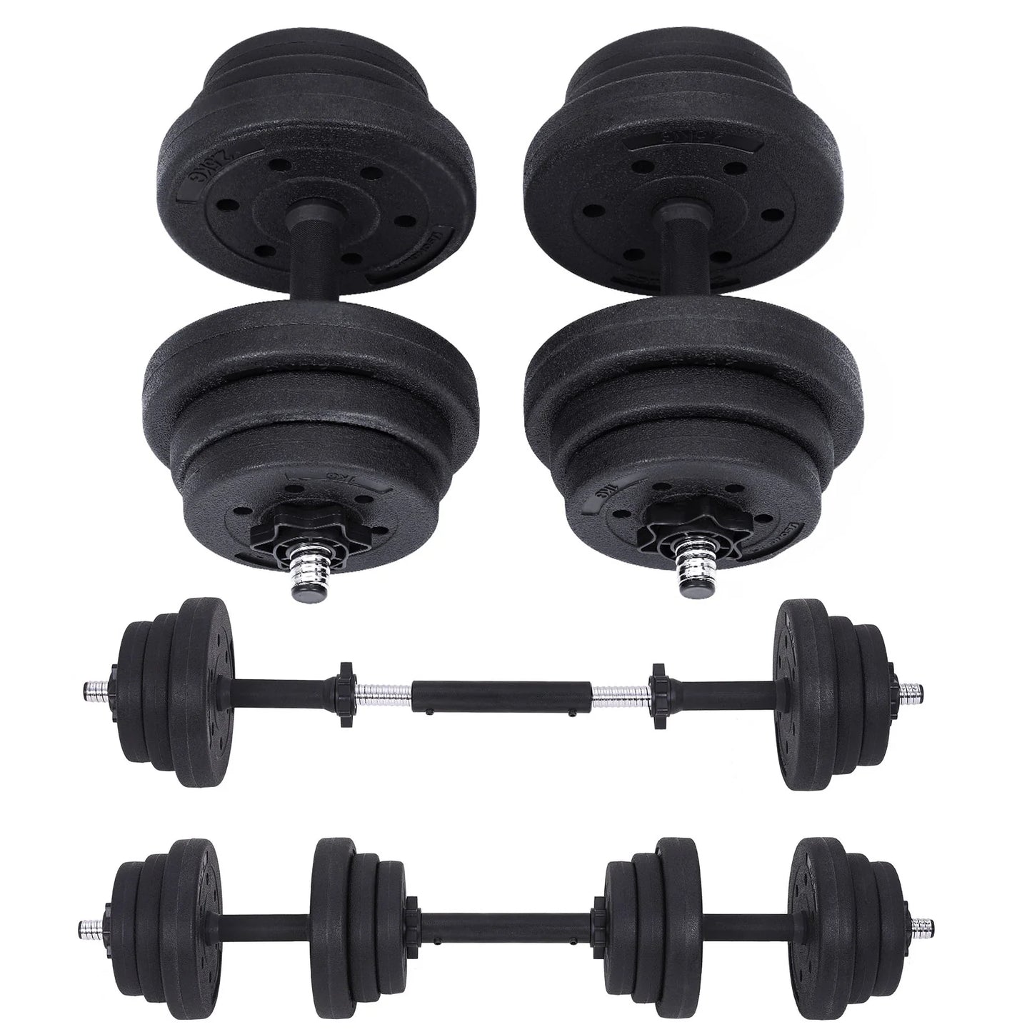 SONGMICS Black Adjustable Dumbbells Set with Extra Barbell Bar