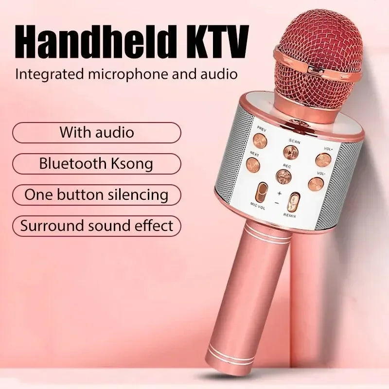 Karaoke Wireless Microphone, Bluetooth Wireless Condenser Magic Karaoke Microphone Mobile Phone Player MIC Speaker Record Music