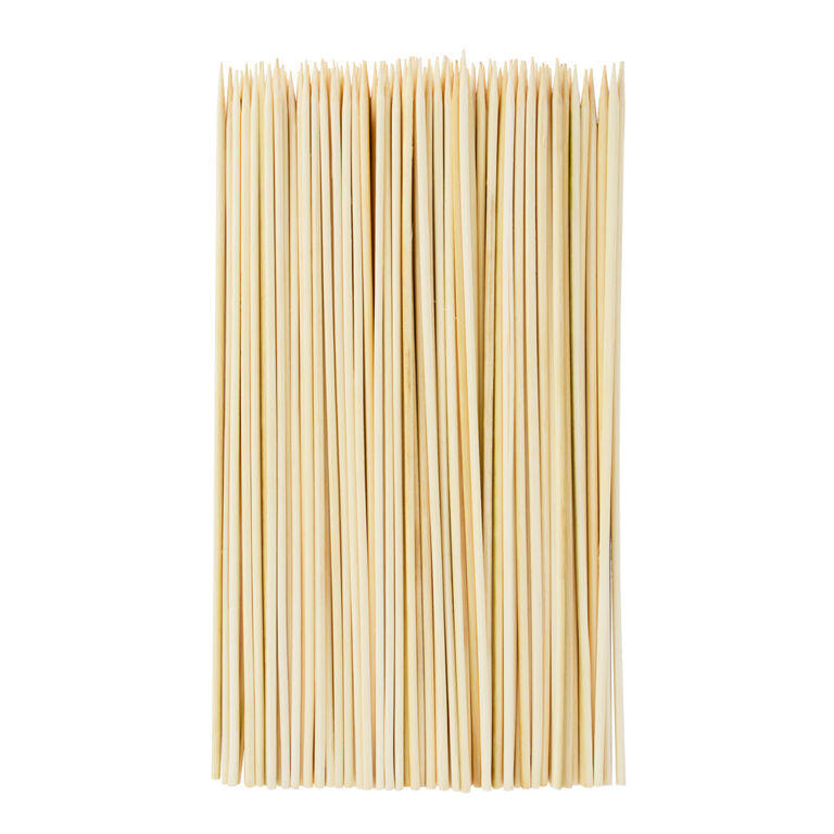 100 pcs Bamboo Skewers Sticks 10 Inch Wooden Skewers Sticks for Chocolate Fountain, BBQ，Appetizer, Cocktail, Kabob and Fruit