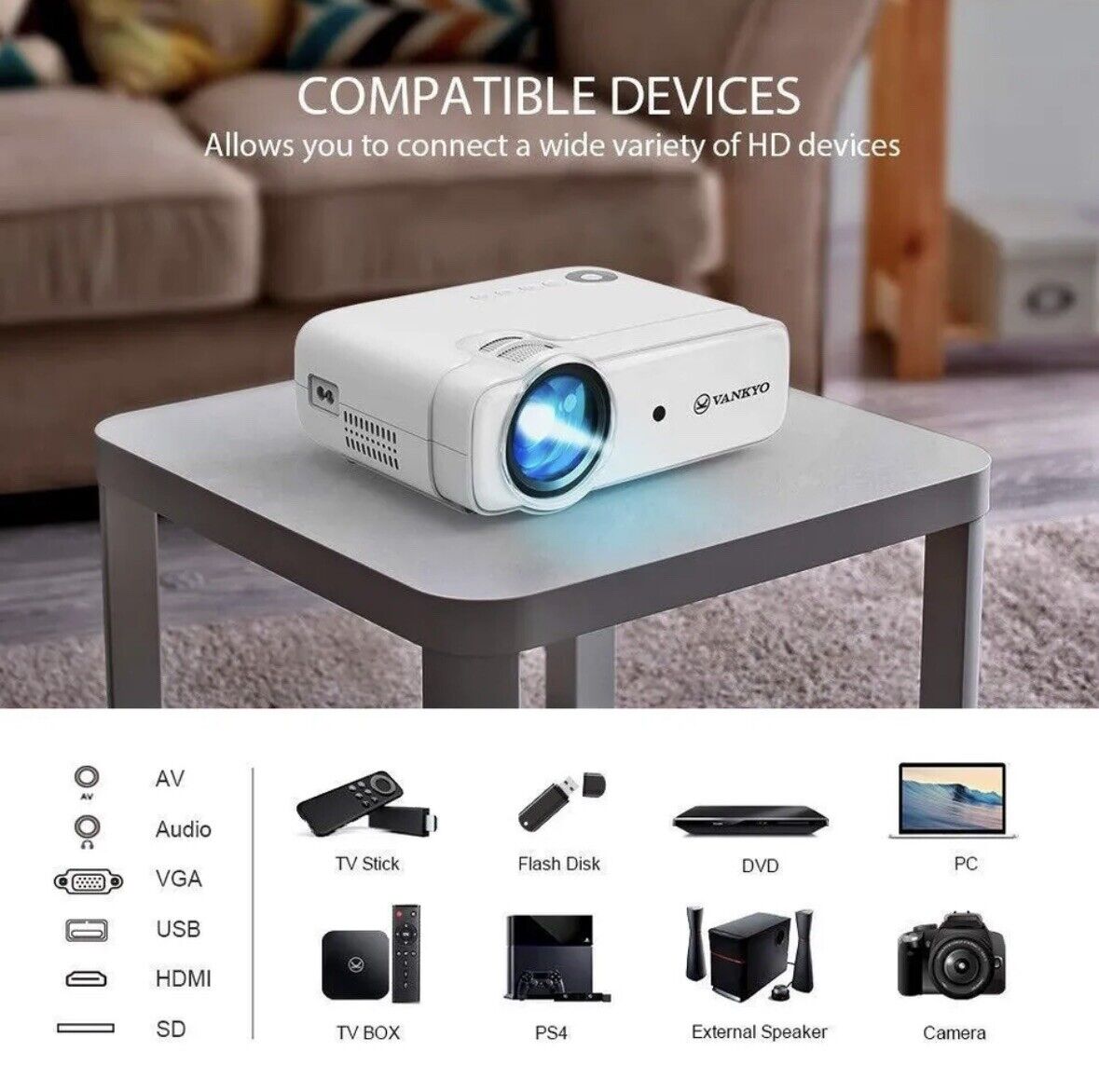 VANKYO Leisure 430w Mini Projector for Movie, Outdoor Entertainment, Native