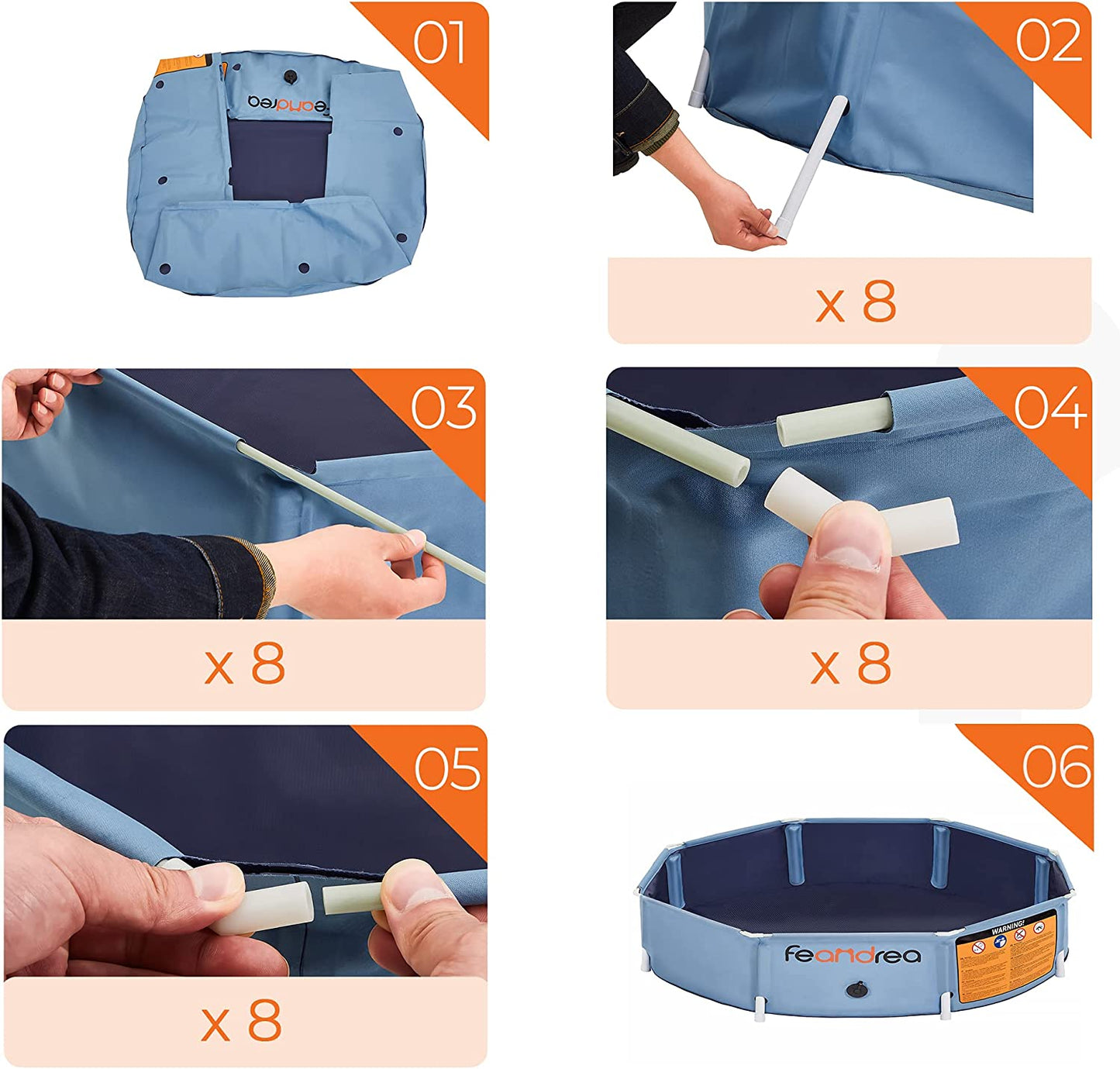 FEANDREA Dog Pool, Pet Swimming Pool, Foldable Pet Bath Tub, Blue